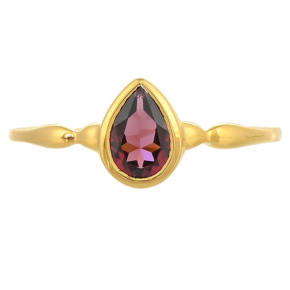 Anel de Prata com Banho de Ouro com Granada de Rhodolite 1 