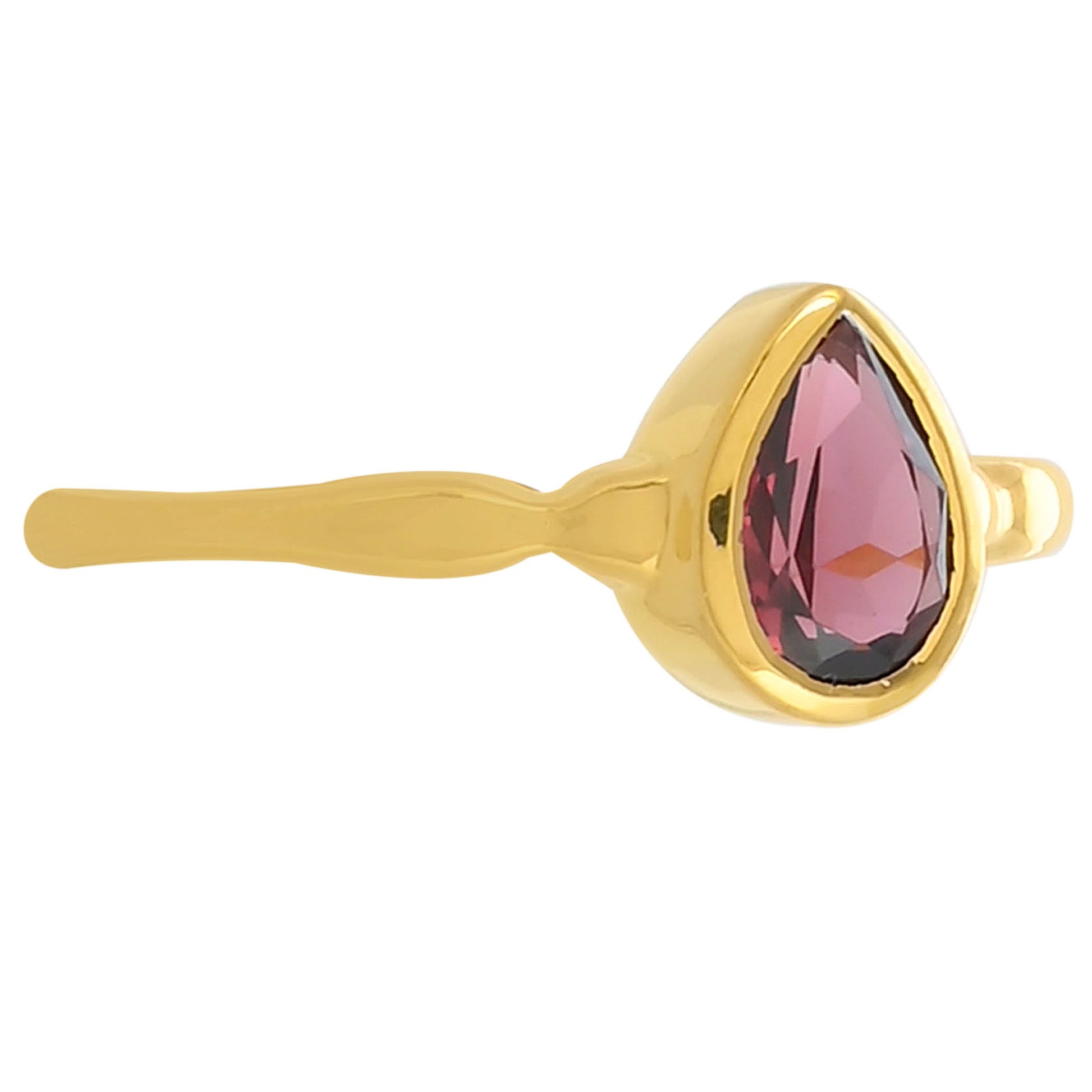 Anel de Prata com Banho de Ouro com Granada de Rhodolite 2 