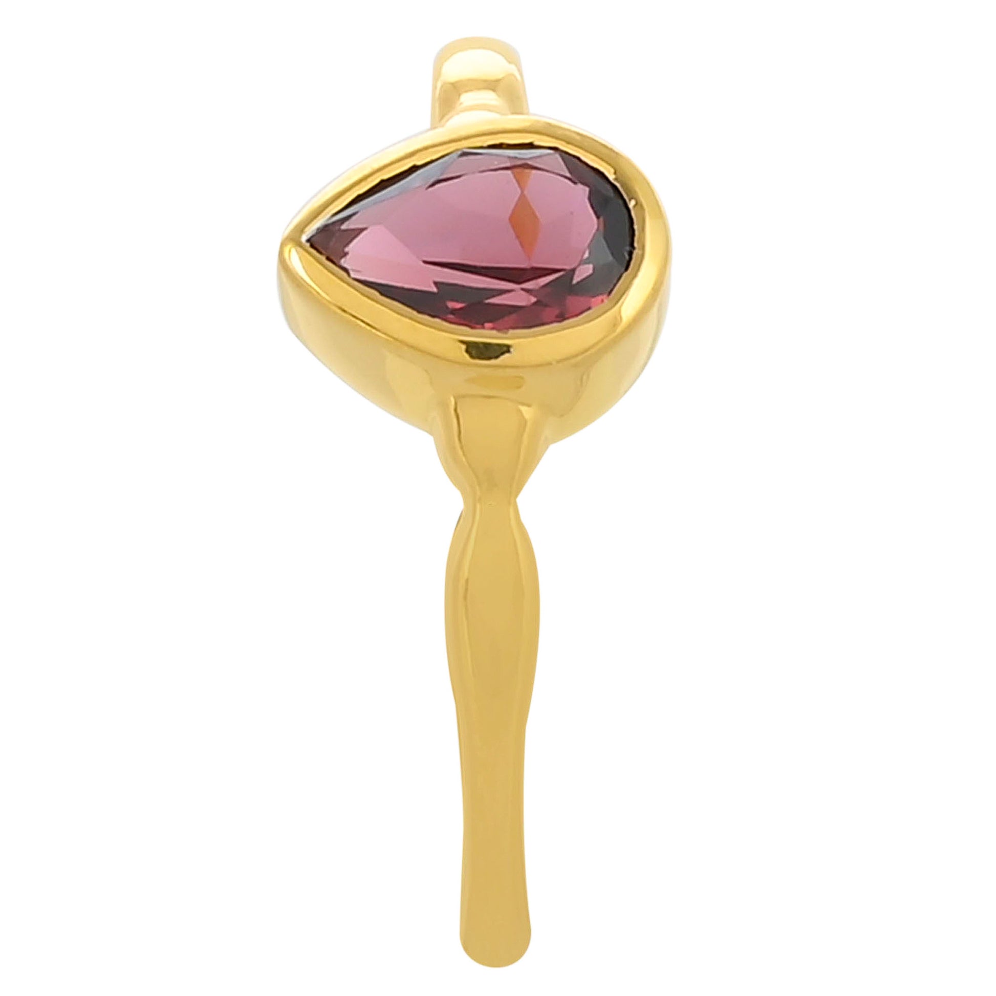 Anel de Prata com Banho de Ouro com Granada de Rhodolite 3 