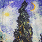 100% Lenço de Seda, 90 cm x 180 cm, Van Gogh "A Noite Estrelada"