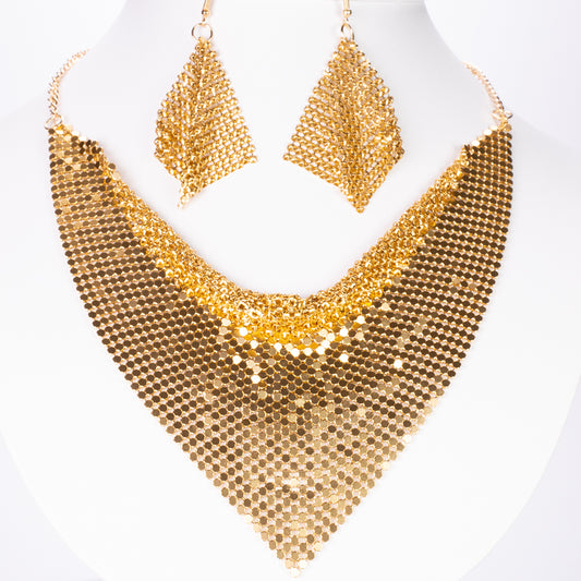 Conjunto de Liga de Ouro com Cristal Emporia® Champanhe ( Colar+Brincos )