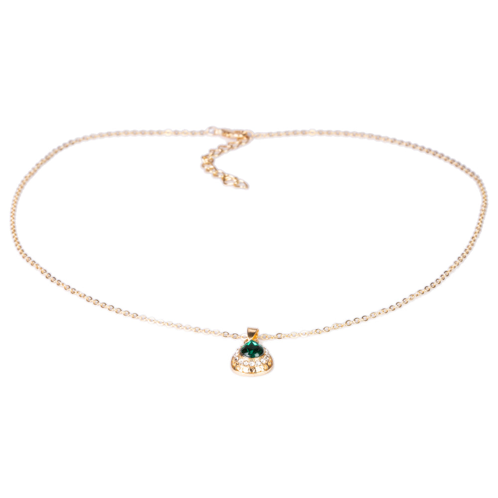 Conjunto de Liga de Ouro com Cristal Emporia® Verde ( Colar+Brincos+Pulseira+Anel+Pendente ) 4 