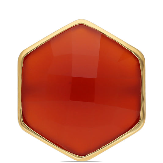 Anel de Prata com Banho de Ouro com Ónix Vermelho  Contraste: Cabeca de Veado (800)