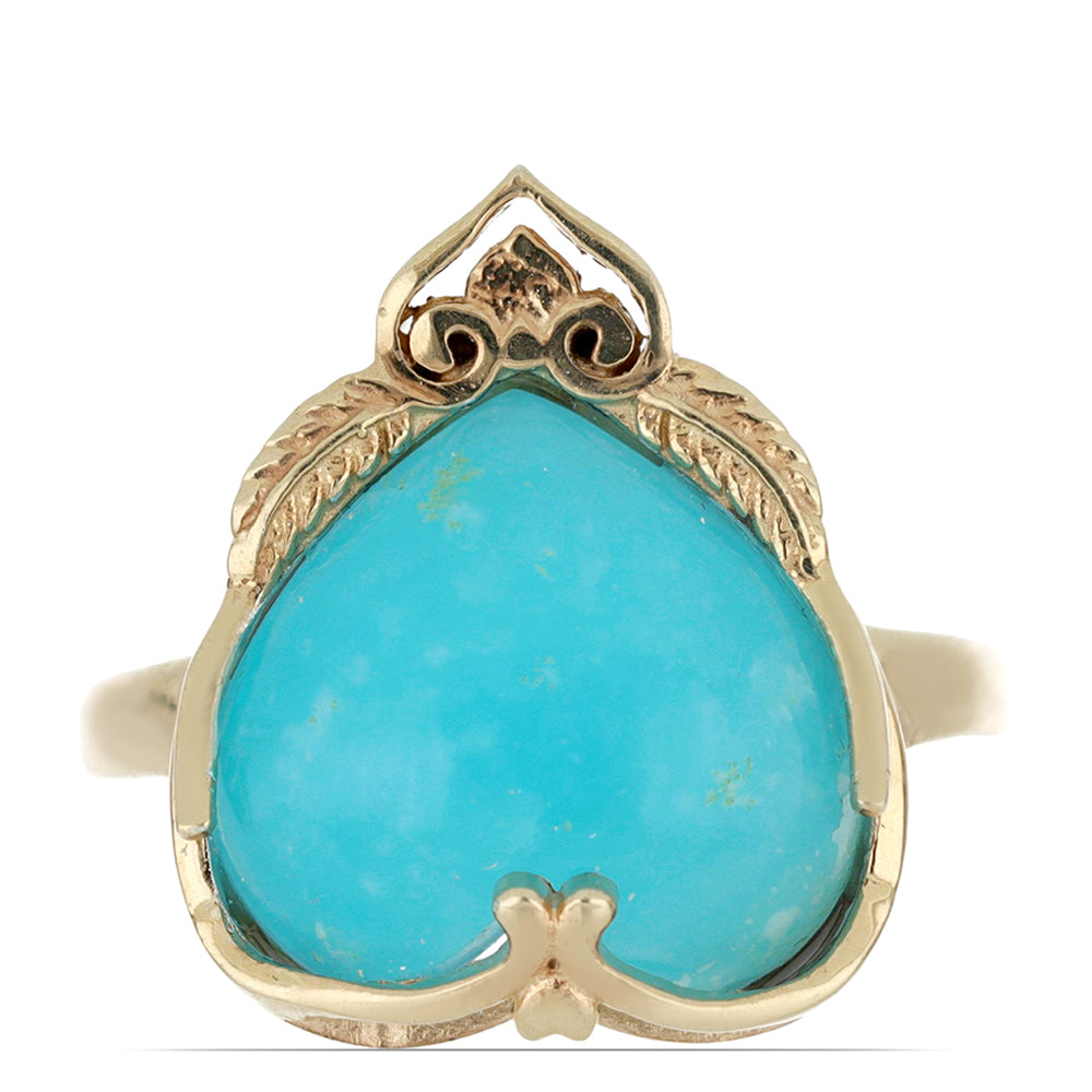 Anel de Prata com Banho de Ouro com Smithsonite Kelly  Contraste: Cabeca de Veado (800) 1 