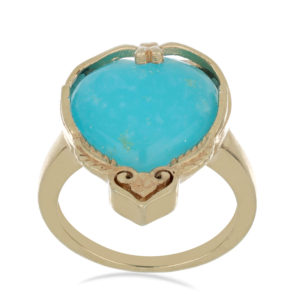 Anel de Prata com Banho de Ouro com Smithsonite Kelly  Contraste: Cabeca de Veado (800) 4 