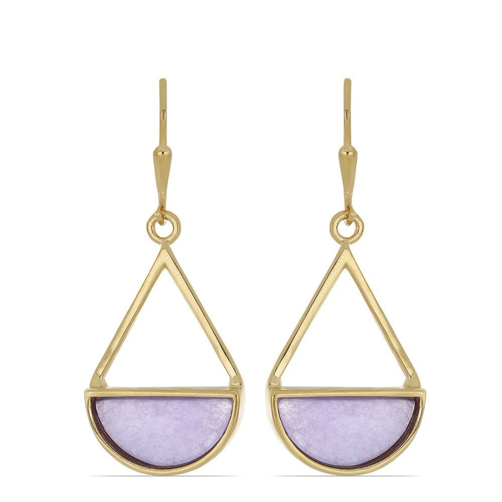 Brincos de Prata com Banho de Ouro com Jadeite Lavanda do Rio Marsden 1 