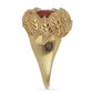 Anel de Prata com Banho de Ouro com Coral Esponja Vermelha  Contraste: Cabeca de Veado (800)
