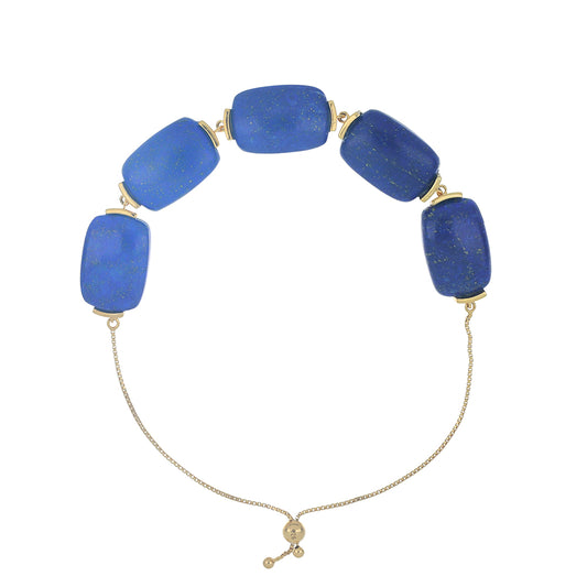 Pulseira de Prata com Banho de Ouro com Lapis Lazuli de Badaquexão  Contraste: Cabeca de Veado (800)
