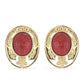 Brincos de Prata com Banho de Ouro com Coral Esponja Vermelha  Contraste: Cabeca de Veado (800)