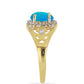 Anel de Prata com Banho de Ouro com Opala Azul de Lega Dembi da Etiópia e Topázio Branco