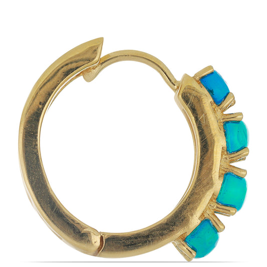 Brincos de Prata com Banho de Ouro com Opala Azul de Lega Dembi da Etiópia  Contraste: Cabeca de Veado (800)