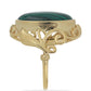 Anel de Prata com Banho de Ouro com Malaquita Galesa  Contraste: Cabeca de Veado (800)