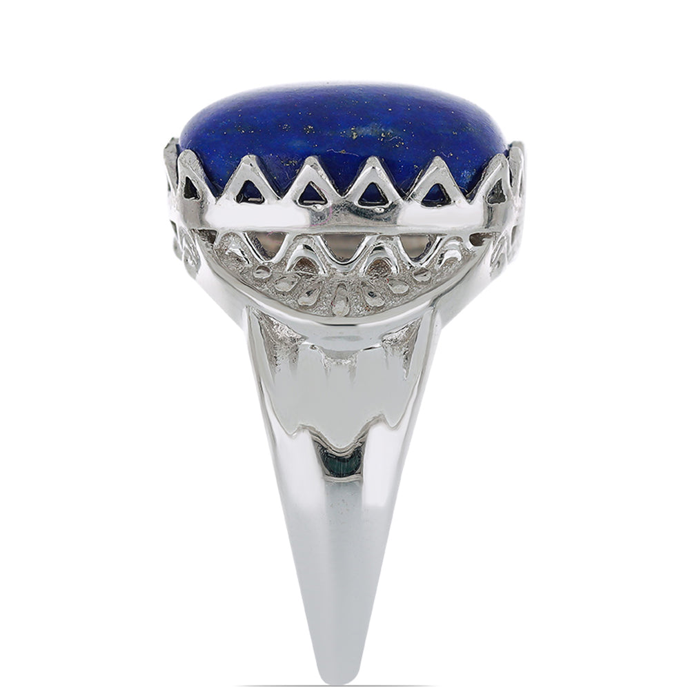 Anel de Prata com Lapis Lazuli de Badaquexão  Contraste: Cabeca de Veado (800)