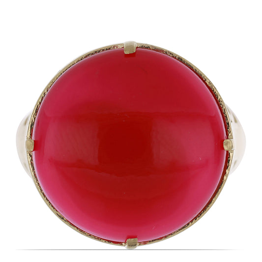 Anel de Prata com Banho de Ouro com Ónix cor-de-rosa  Contraste: Cabeca de Veado (800)