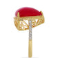 Anel de Prata com Banho de Ouro com Ónix cor-de-rosa e Topázio Branco  Contraste: Cabeca de Veado (800)