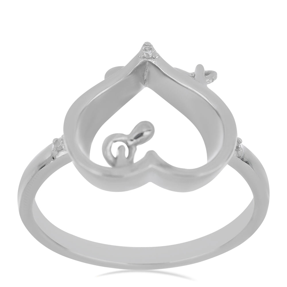 Anel de Prata com Diamante Branco  Contraste: Cabeca de Veado (800)