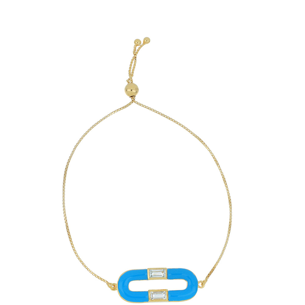 Pulseira de Prata com Banho de Ouro com Esmalte e Topázio Branco  Contraste: Cabeca de Veado (800) 1 