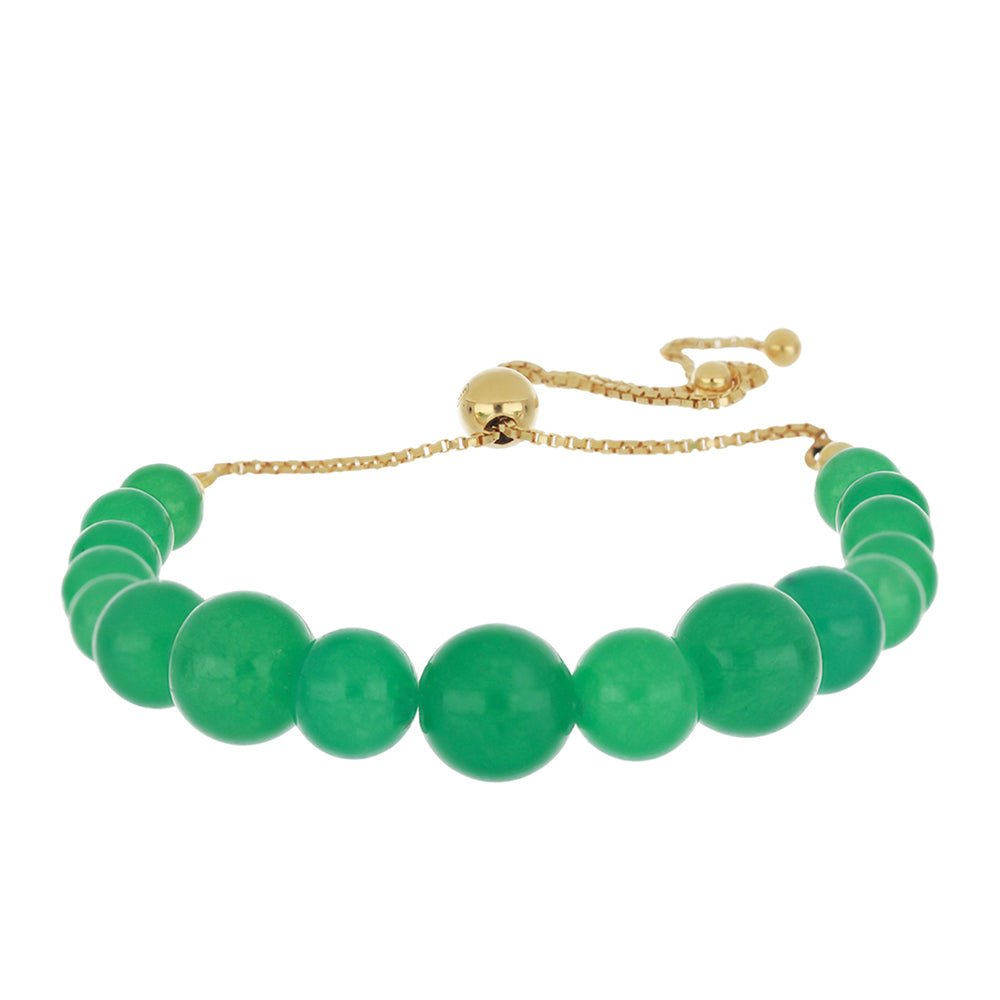 Pulseira de Prata com Banho de Ouro com Jadeíte Verde