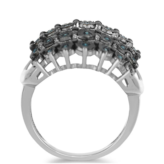 Anel de Prata com Diamante Azul  Contraste: Cabeca de Veado (800)