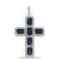 Cruz Pendente de Prata com Safira Azul de Rosebery e Topázio Branco  Contraste: Cabeca de Veado (800)