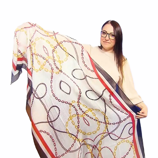 Xaile de algodão, 90 cm x 180 cm, Padrão Multi Corrente