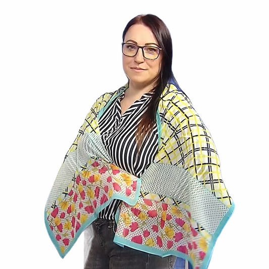 Xaile Achadrezado com um Padrão de uma Borboleta, 50 cm x 160 cm
